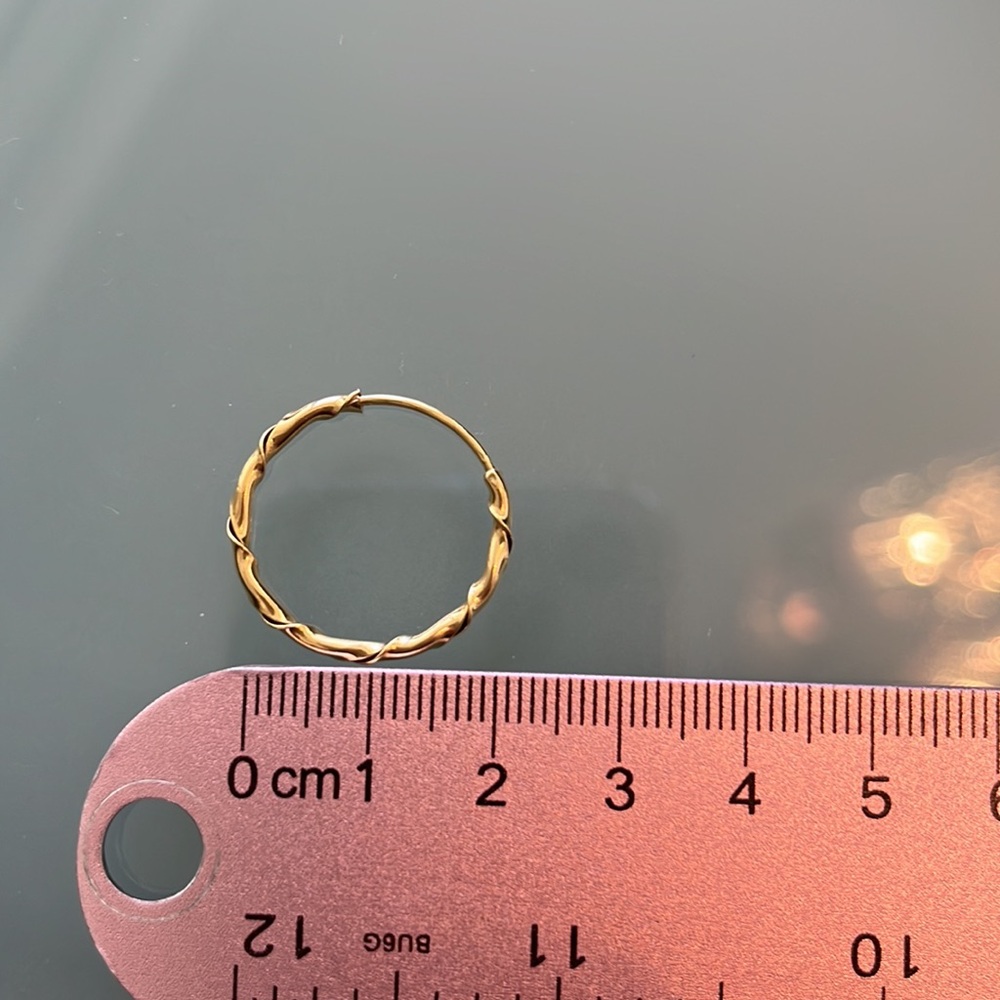 Italy  18 karat gold, solid, Hope Earrings 2 gram - Picture 7 of 7